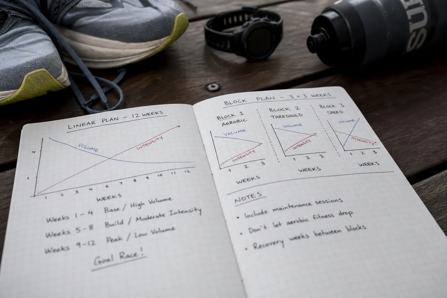 Compare block and linear training plans for amateur runners